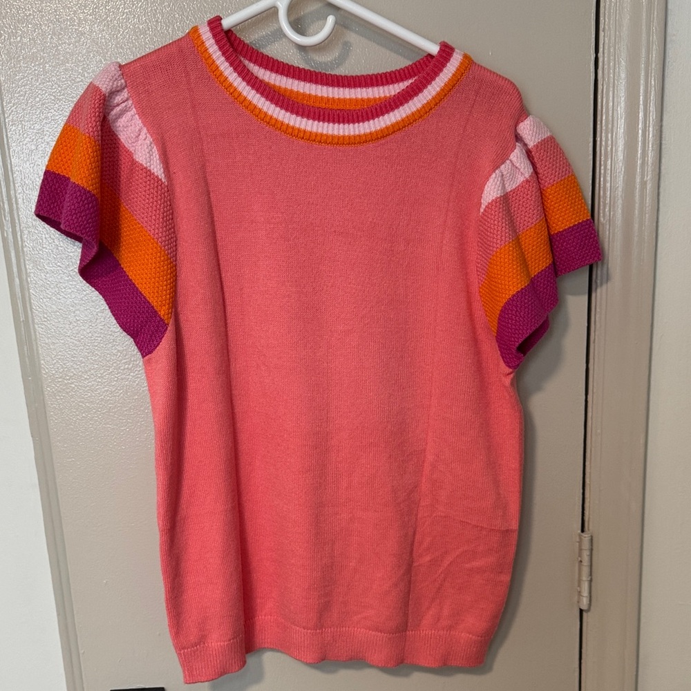 Colorful Short Sleeve Sweater